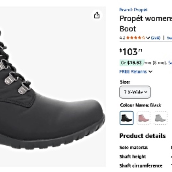 NEW Retail $103 Propét womens Dani Ankle Lace Snow Boot 7.5W - Picture 2 of 7